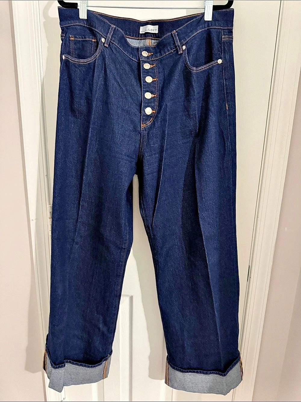 Loft Women's Button Fly Cuff Jeans Waist 32 Like New